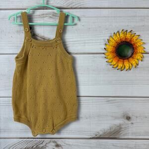 Little Planet by Carters Organic Knit Romper Mustard Yellow 9m